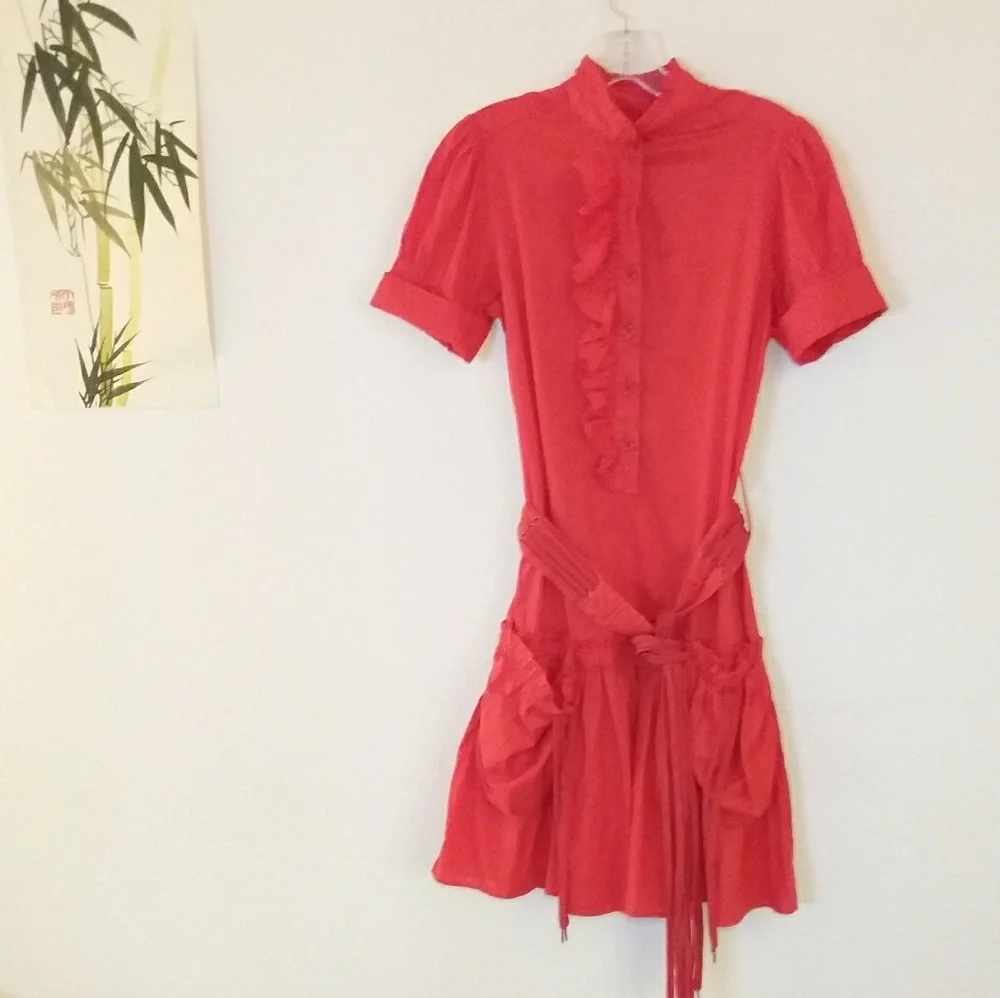 Marc Jacobs Red Ruffle Mini Dress - Picture 1 of 4
